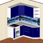 3d-модель угловой фиолетовой кухни, Томск