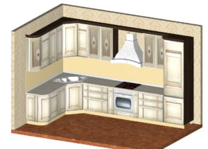 3d-модель угловой кухни, в классическом стиле. Томск
